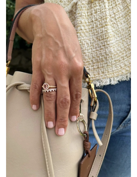Bague BURBUJAS or rose 18K halo de diamants et tourmaline.