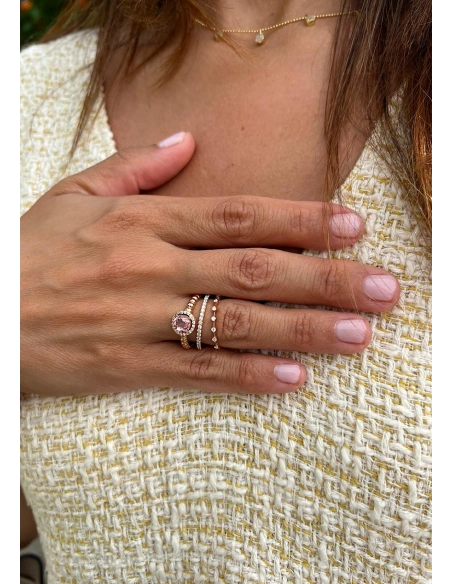 Anel BURBUJAS em ouro rosa 18K halo diamantes e turmalina.