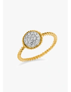 Bague PILAR en or 18K et bouton en diamants taille brillant.