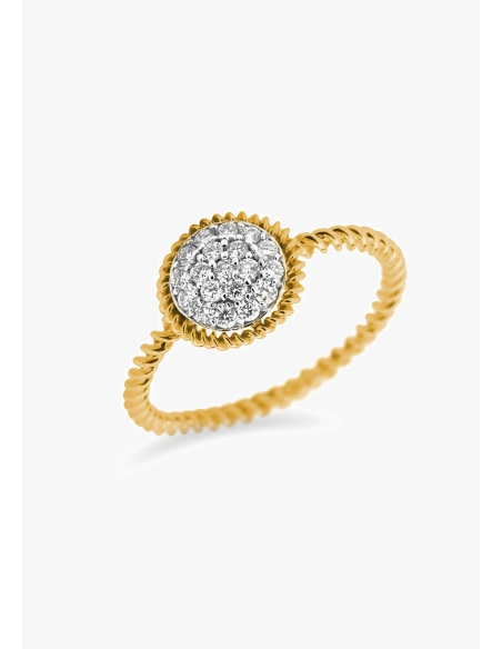 PILAR 18K gold brilliant cut diamonds pave button ring.