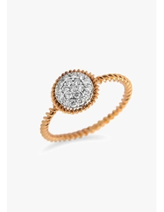 PILAR 18K gold brilliant cut diamonds pave button ring. 2