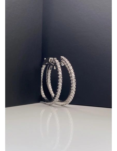 MIDI ROUND HOOPS 18K gold with diamonds earrings.