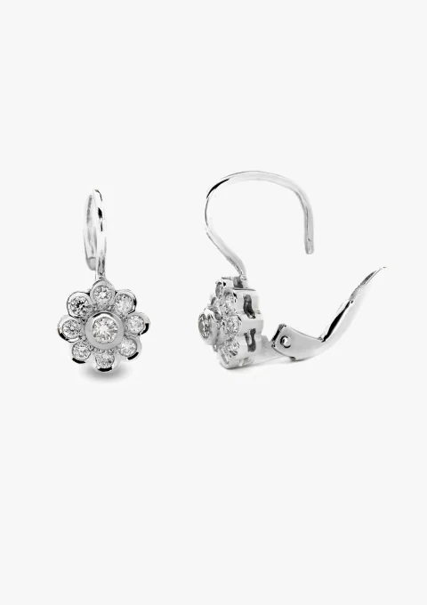 BABY MARGARITA 18K white gold earrings diamond rosette.