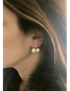 BABY MARGARITA 18K white gold earrings diamond rosette. 2