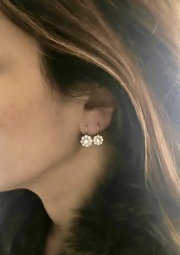 Brincos MARGARITA BABY ouro branco 18K e roseta diamantes. 2