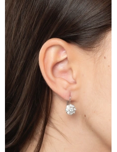 MIDI MARGARITA 18K white gold earrings diamond rosette. 2