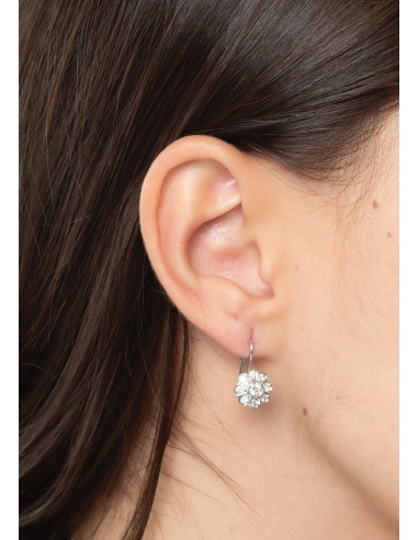 Pendientes MARGARITA MIDI en oro blanco de 18K y diamantes|Pendientes de Diamantes|Godiam Alta Joyería