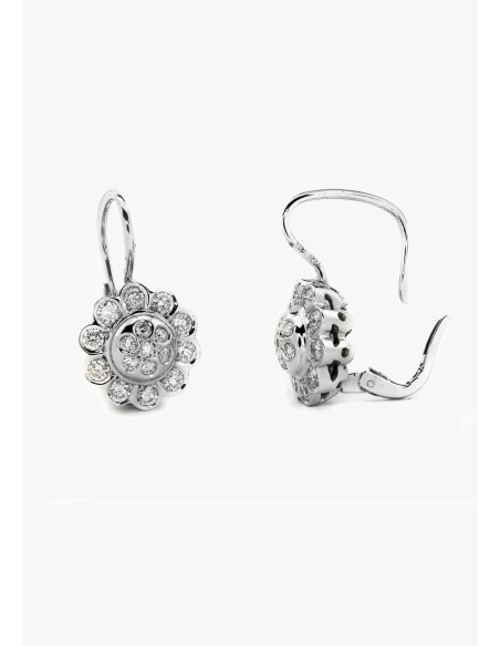 BIG MARGARITA 18K white gold earrings diamond rosette.