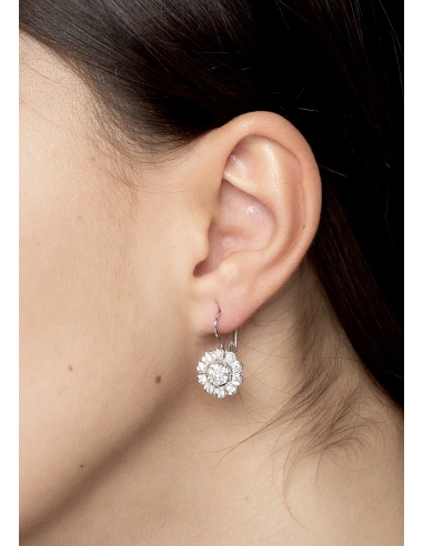 BIG MARGARITA 18K white gold earrings diamond rosette.