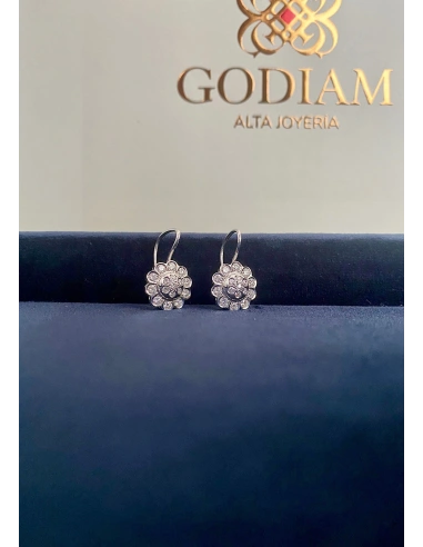 BIG MARGARITA 18K white gold earrings diamond rosette.