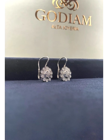 BIG MARGARITA 18K white gold earrings diamond rosette.