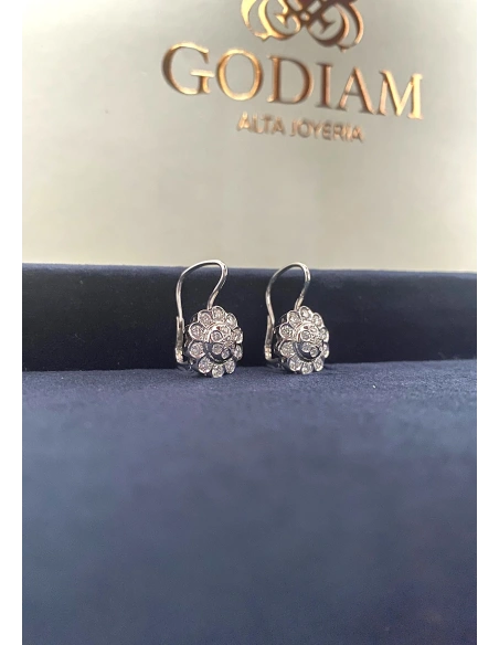 Boucles d'oreilles MARGARITA GRANDE or blanc 18K diamants.