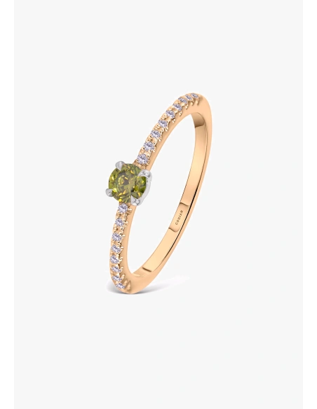 MARSEILLE 18K rose & white gold with brilliant cut diamonds and central fancy Green diamond ring