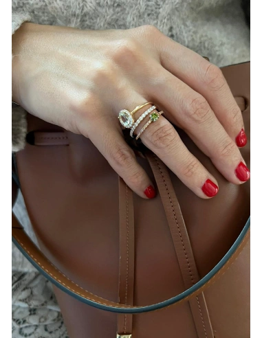 Anillo MARSEILLE en oro rosa & blanco de 18K con diamante Green|Anillos de Diamantes|Godiam Alta Joyería