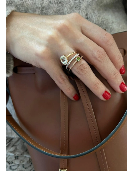 Anillo MARSEILLE en oro rosa & blanco de 18K con diamante Green|Anillos de Diamantes|Godiam Alta Joyería