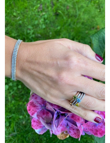 MARSEILLE 18K rose & white gold diamonds fancy green ring.