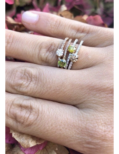 MARSEILLE 18K rose & white gold diamonds fancy green ring.