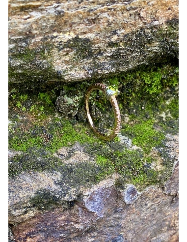MARSEILLE 18K rose & white gold diamonds fancy green ring.