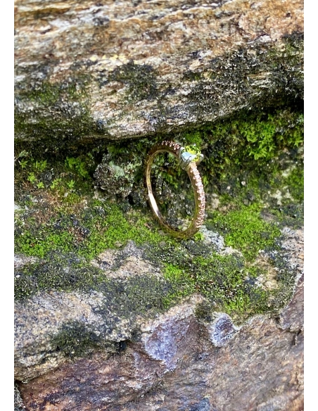 MARSEILLE 18K rose & white gold diamonds fancy green ring.