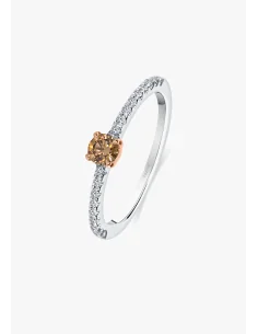 Anillo MARSEILLE en oro blanco & rosa de 18K con diamantes talla brillante coronado por un diamante Brown