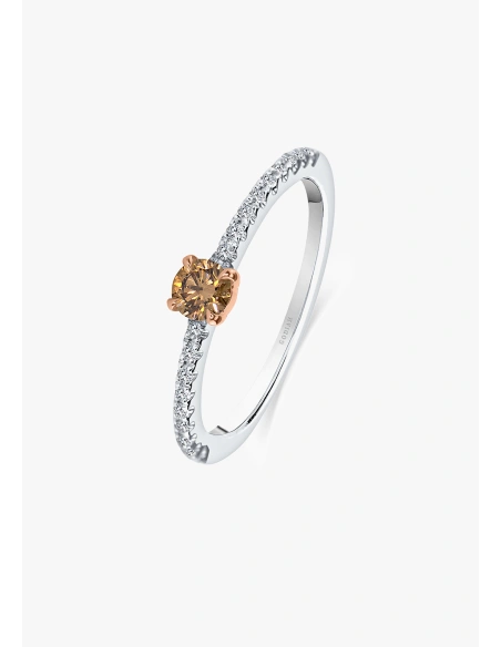 MARSEILLE 18K white & rose gold diamonds fancy brown ring.