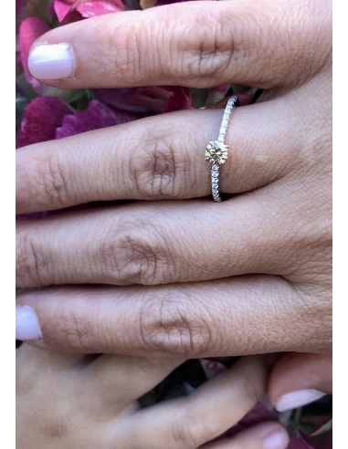 MARSEILLE 18K white & rose gold diamonds fancy brown ring.