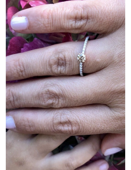 MARSEILLE 18K white & rose gold diamonds fancy brown ring.