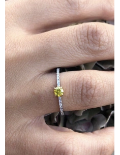 MARSEILLE 18K white & yellow gold with brilliant cut diamonds and central fancy Yellow diamond ring 2