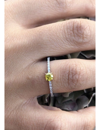 MARSEILLE 18K white&yellow gold diamonds fancy yellow ring.