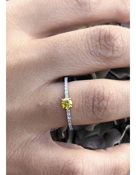 MARSEILLE 18K white&yellow gold diamonds fancy yellow ring.