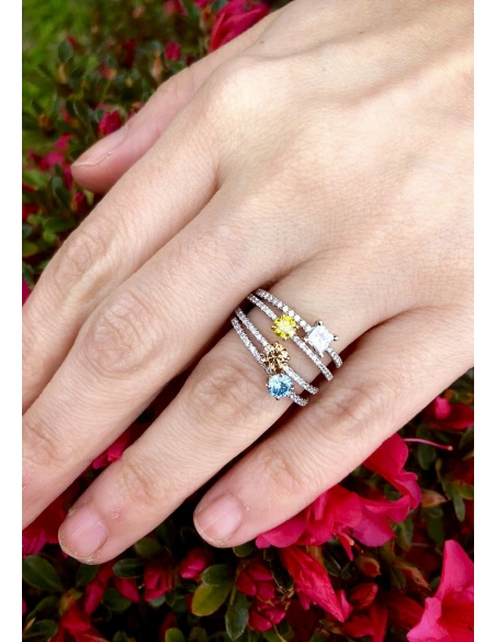 MARSEILLE 18K white&yellow gold diamonds fancy yellow ring.