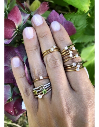 Anel MARSEILLE em ouro branco e amarelo 18K diamante Yellow.