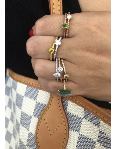 MARSEILLE 18K white&yellow gold diamonds fancy yellow ring.