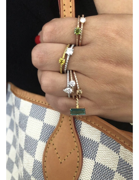 MARSEILLE 18K white&yellow gold diamonds fancy yellow ring.