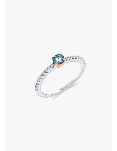 MARSEILLE 18K white & rose gold with brilliant cut diamonds and central fancy Blue diamond ring