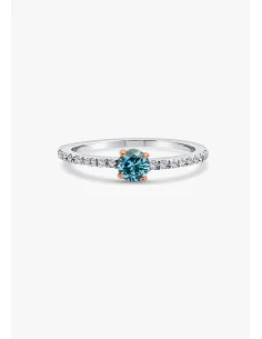 Anillo MARSEILLE en oro blanco y rosa de 18K con diamantes talla brillante y diamante central fancy Blue 2