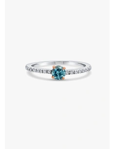 MARSEILLE 18K white & rose gold with brilliant cut diamonds and central fancy Blue diamond ring 2