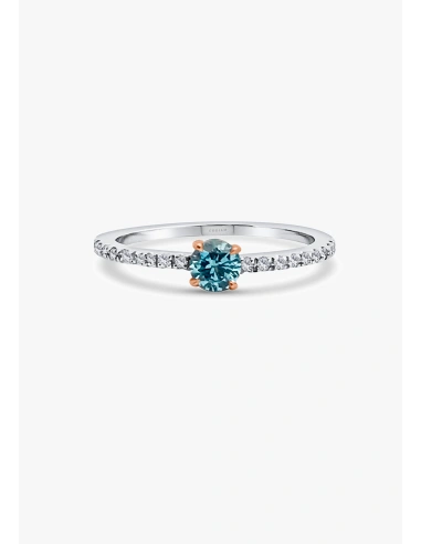 MARSEILLE 18K white & rose gold diamonds fancy blue ring.