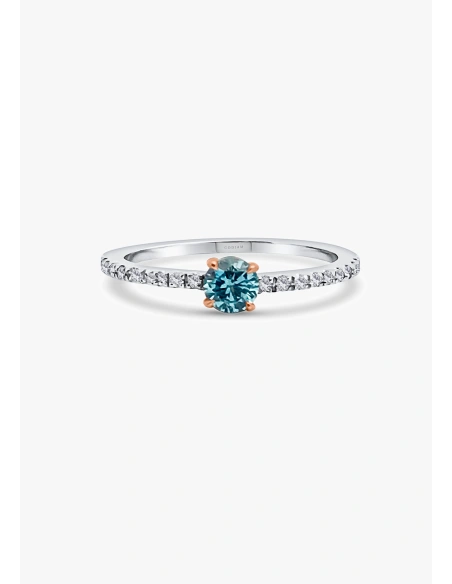 MARSEILLE 18K white & rose gold diamonds fancy blue ring.