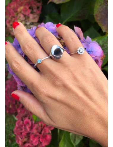 MARSEILLE 18K white & rose gold diamonds fancy blue ring.