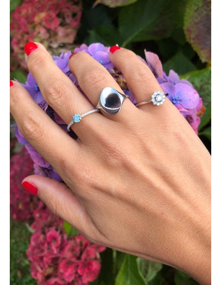 MARSEILLE 18K white & rose gold diamonds fancy blue ring.