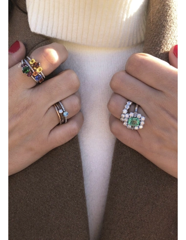 Bague MARSEILLE en or blanc et rose 18K avec diamant Blue.