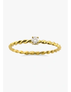 Bague solitaire TWISTY en or jaune 18 carats et diamant taille brillant