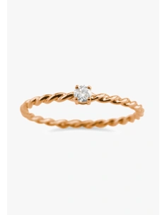 Bague solitaire TWISTY en or rose 18 carats et diamant taille brillant