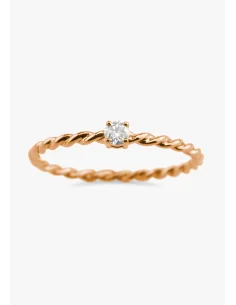TWISTY 18K rose gold with brilliant cut diamond solitaire ring