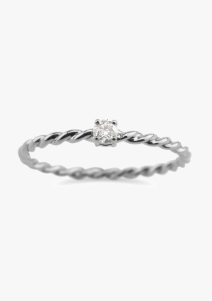 Bague solitaire TWISTY en or blanc 18 carats et diamant taille brillant