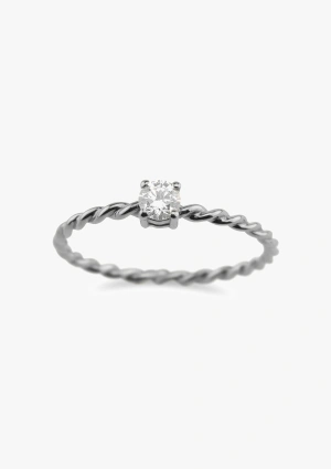 TWISTY 18K white gold with brilliant cut diamond solitaire ring 2