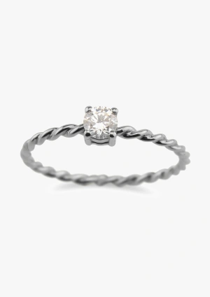 TWISTY 18K white gold with brilliant cut diamond solitaire ring 2