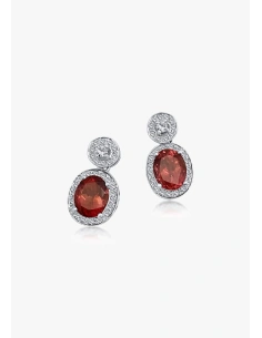 AURORA 18K white gold earrings with brilliant cut diamonds halo and oval cut rubellites