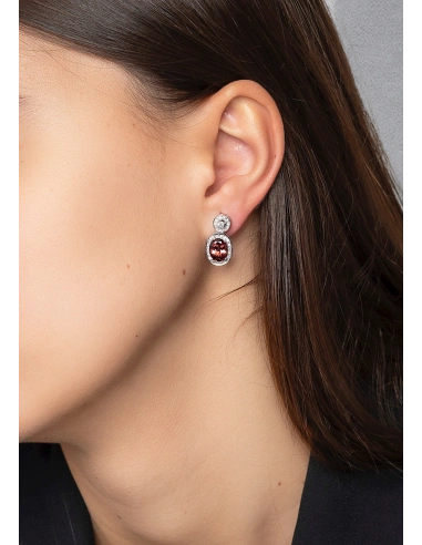 Pendientes AURORA en oro blanco 18K con halo de diamantes y rubelitas|Inicio|Godiam Alta Joyería